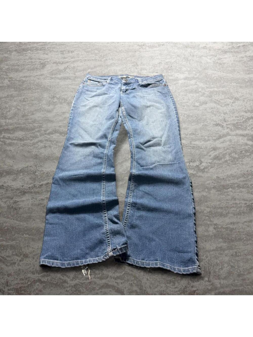 Y2K American Eagle Light Wash Wide Leg Jeans Raw Hem